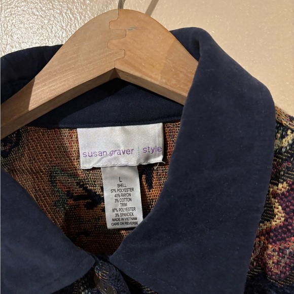 Susan Graver Floral Jacket L - Picture 3 of 6